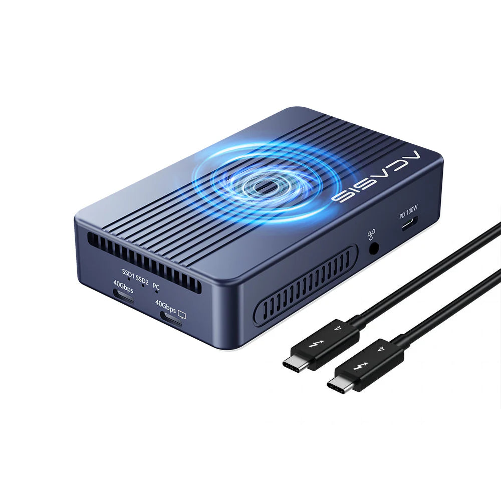 Acasis 40Gbps Dual NVMe SSD RAID Enclosure – Thunderbolt 3/4 & USB 4 – High-Speed Storage Solution Acasis 40Gbps Dual NVMe SSD RAID Enclosure – Thunderbolt 3/4 & USB 4 – High-Speed Storage Solution